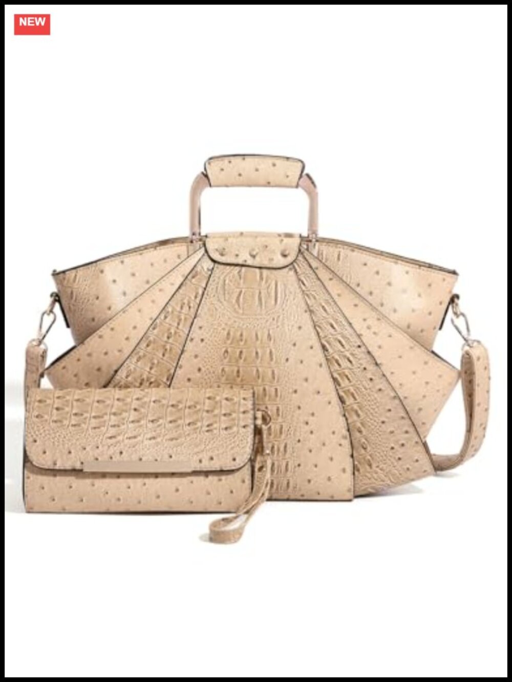 Crocodile-Textured Tote Bag for Women Synthetic Leather Work Handbag with Wallet